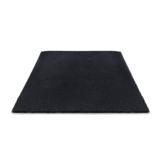 Artiss Floor Rug 140x200cm Shaggy Black Plush Area Carpet