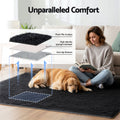 Artiss Floor Rug 140x200cm Shaggy Black Plush Area Carpet