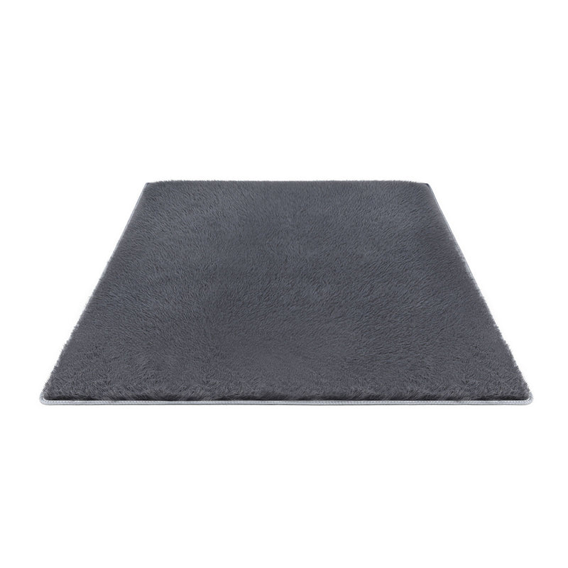 Artiss Shaggy Rug 140x200cm Grey Plush Floor Carpet Living Room