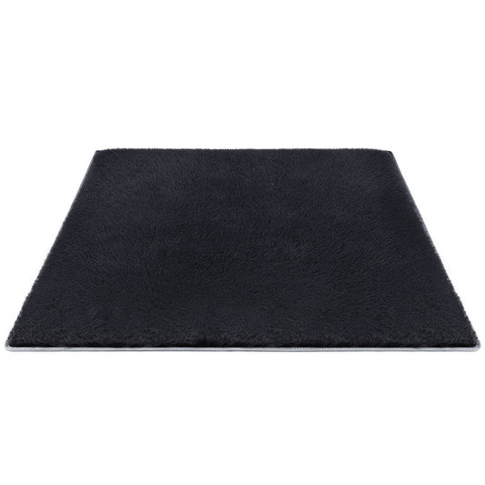 Artiss Floor Rug 160x230cm Shaggy Plush Black Area Carpet