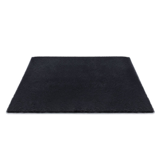Artiss Floor Rug 200x230cm Shaggy Black Plush Area Carpet