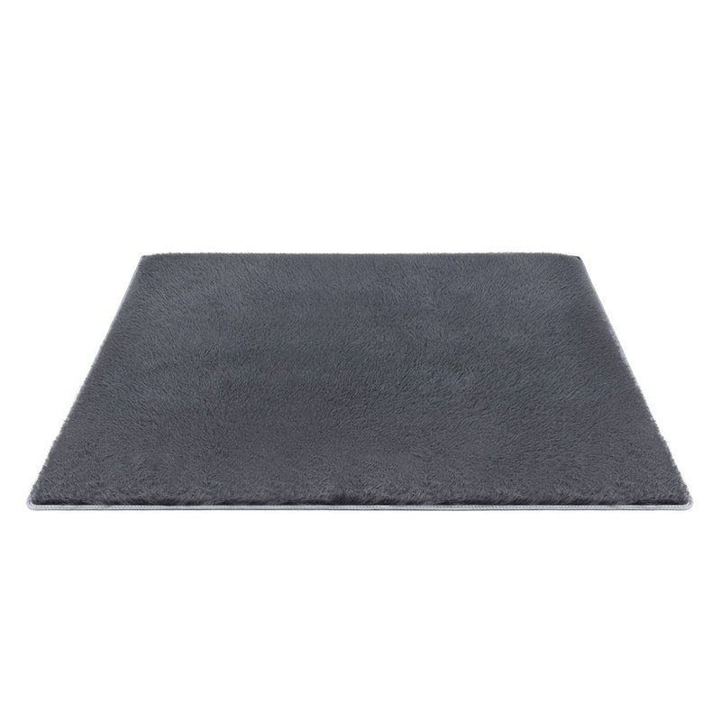 Artiss Floor Rug 200x230cm Grey Shaggy Plush Carpet