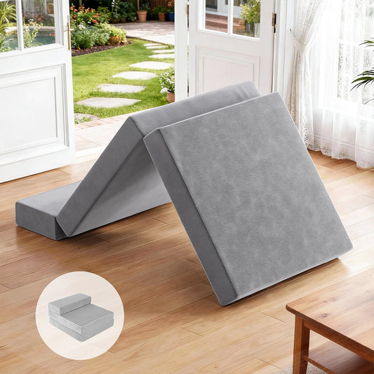 Giselle Foldable Foam Mattress Light Grey Single Bed Mat