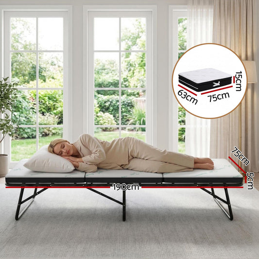 Giselle Folding Mattress 5cm Single Foldable Foam Bamboo Portable Camping Guest Bed Mat