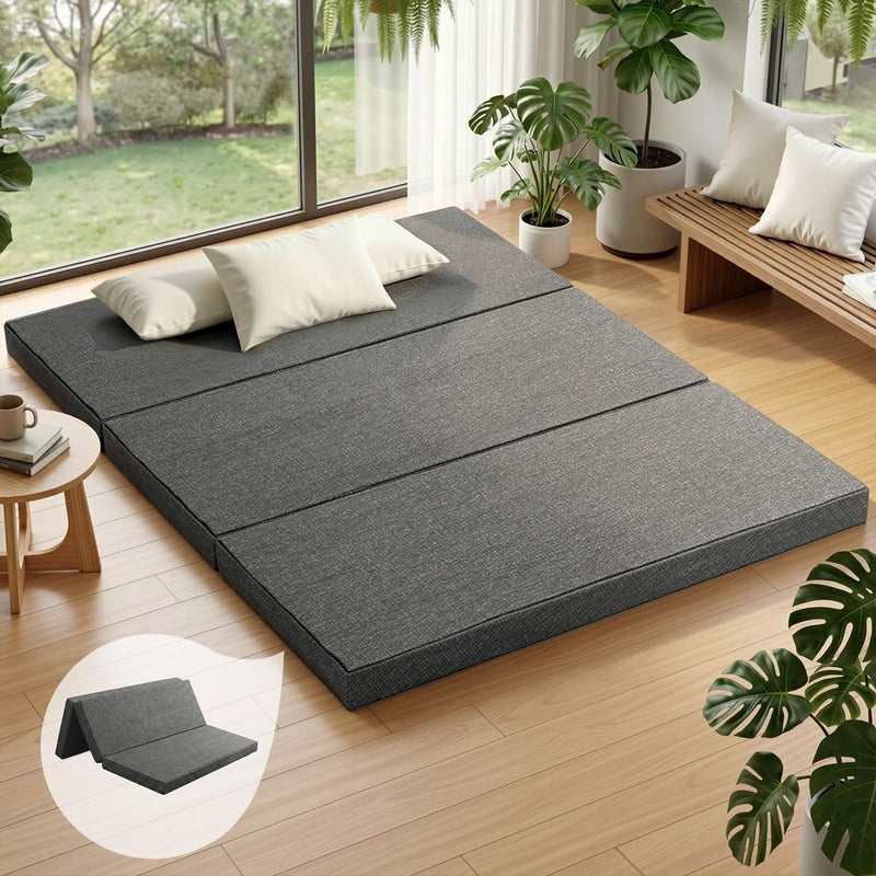 Giselle Foldable Mattress QUEEN Grey Foam Folding Bed
