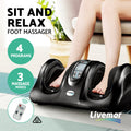 Livemor Shiatsu Foot Massager Electric Remote Kneading Black