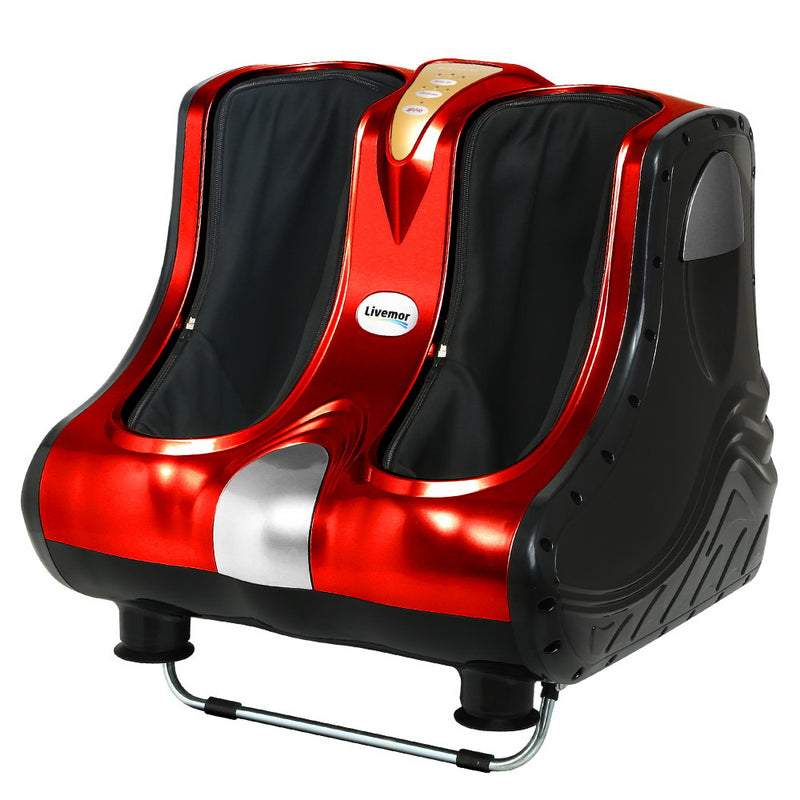 Livemor Shiatsu Foot Massager Electric Roller Kneading Calf Leg Red