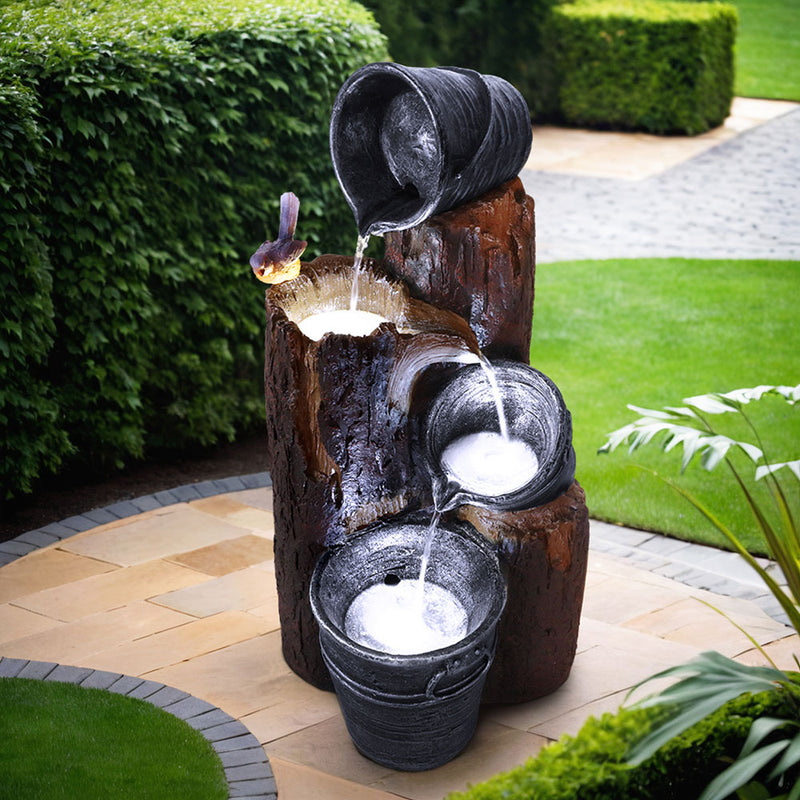Gardeon Solar Water Feature 3-Tier Fountain 76CM LED Light
