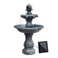 Gardeon Solar Water Feature 3-Tier Fountain 93CM Black Bird Bath
