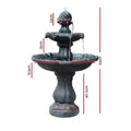 Gardeon Solar Water Feature 3-Tier Fountain 93CM Black Bird Bath