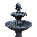Gardeon Solar Water Feature 3-Tier Fountain 93CM Black Bird Bath