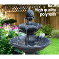 Gardeon Solar Water Feature 3-Tier Fountain 93CM Black Bird Bath