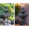 Gardeon Solar Water Feature 3-Tier Fountain 93CM Black Bird Bath