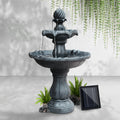 Gardeon Solar Water Feature 3-Tier Fountain 93CM Black Bird Bath