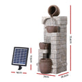 Gardeon 4-Tier Solar Fountain Brown Cascading Water Feature Outdoor