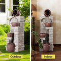 Gardeon 4-Tier Solar Fountain Brown Cascading Water Feature Outdoor