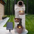 Gardeon 4-Tier Solar Fountain Brown Cascading Water Feature Outdoor