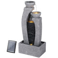 Gardeon Solar Fountain 3-Tier Cascading Water Feature Grey Outdoor