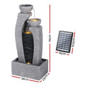 Gardeon Solar Fountain 3-Tier Cascading Water Feature Grey Outdoor