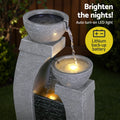Gardeon Solar Fountain 3-Tier Cascading Water Feature Grey Outdoor