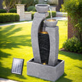 Gardeon Solar Fountain 3-Tier Cascading Water Feature Grey Outdoor