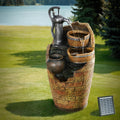 Gardeon Solar Fountain 80CM Cascading Water Feature Outdoor Hand Pump
