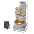 Gardeon Solar Fountain Water Feature LED Lights Grey Outdoor