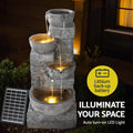 Gardeon Solar Fountain Water Feature LED Lights Grey Outdoor