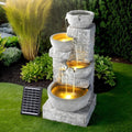 Gardeon Solar Fountain Water Feature LED Lights Grey Outdoor