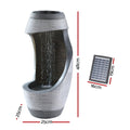 Gardeon Solar Fountain Bird Bath 48CM Grey Water Feature Cascade