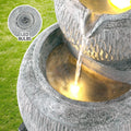 Gardeon Solar Fountain 80cm Grey Bird Bath LED Water Feature Garden