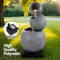 Gardeon Solar Fountain 80cm Grey Bird Bath LED Water Feature Garden