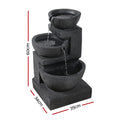 Gardeon Solar Water Feature 3-Tier Cascading Fountain 60CM Blue LED