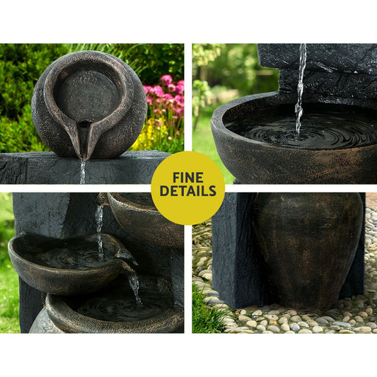 Gardeon Solar Water Feature 5 Tier Fountain Bird Bath 99cm
