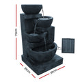 Gardeon Solar Water Fountain 4-Tier 72cm LED Lights Blue Cascade