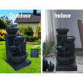 Gardeon Solar Water Fountain 4-Tier 72cm LED Lights Blue Cascade