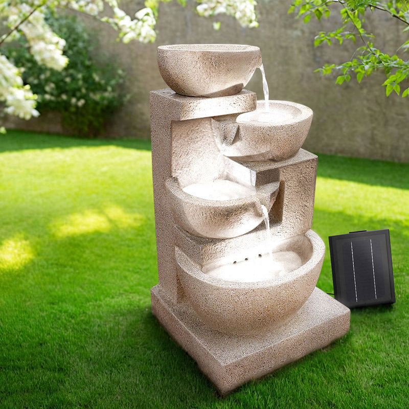 Gardeon Solar Water Feature 4-Tier Cascading Fountain 72CM LED