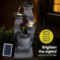 Gardeon Solar Fountain 4-Tier Bowl Grey Outdoor Water Feature
