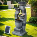 Gardeon Solar Fountain 4-Tier Bowl Grey Outdoor Water Feature