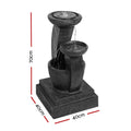 Gardeon Solar Water Feature 3-Tier Mushroom Fountain 70CM LED