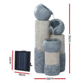 Gardeon Solar Water Feature Cascade Fountain 3-Tier 76cm Grey LED
