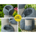 Gardeon Solar Water Feature Cascade Fountain 3-Tier 76cm Grey LED