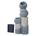 Gardeon Solar Water Feature Cascade Fountain 3-Tier 76cm Grey LED
