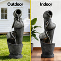 Gardeon Solar Fountain 3-Tier 80cm Grey Cascading Water Feature LED