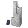 Gardeon Solar Fountain 4-Tier Square Cascading Water Feature Beige