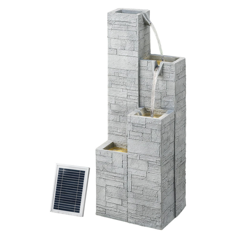 Gardeon Solar Fountain 4-Tier Square Cascading Water Feature Beige