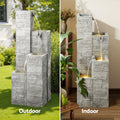 Gardeon Solar Fountain 4-Tier Square Cascading Water Feature Beige