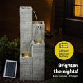 Gardeon Solar Fountain 4-Tier Square Cascading Water Feature Beige