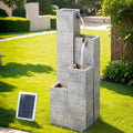 Gardeon Solar Fountain 4-Tier Square Cascading Water Feature Beige