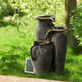 Gardeon Solar Fountain 76CM LED Lights Grey Cascading Water Feature